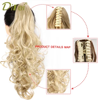 DIFEI Synthetic Women Claw on Ponytail Clip in Hair Extensions Wavy Curly Style Pony Tail Hairpiece Black Brown Blonde Hairstyle 5