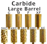 RolinStar 6.6 Large Barrel Gold Tungsten steel Carbide nail drill bits Nail Art Tools Burrs 3/32" Manicure Accessories 2
