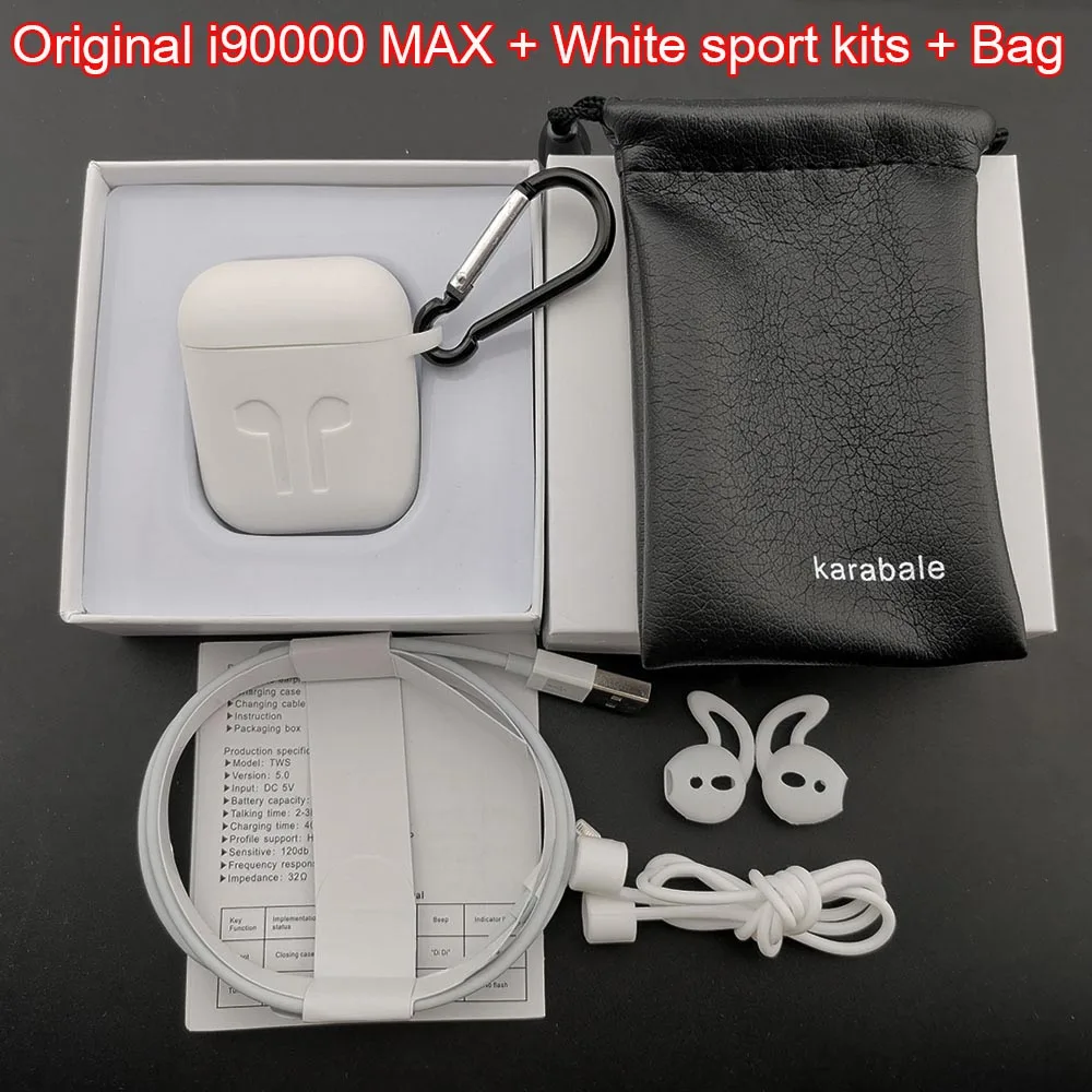 Whitesport Rename i90000 MAX Tws gps беспроводные Bluetooth наушники скользящий регулятор громкости Смарт сенсор 8D супер бас наушники PK i9000 i50000 TWS - Цвет: Whitesport