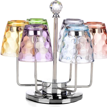 

Stainless Steel Fashionable Cup Holder Stemware Racks Teacup Rack Wine Glass Cup Holder with 6 Rotating Hooks