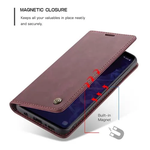 Для samsung Galaxy s9 s9+ чехол CaseMe Магнитный откидной Бумажник кожаный чехол-подставка для телефона чехол для Galaxy S8 Plus s7 edge Капа слоты для карт - Цвет: Бордовый