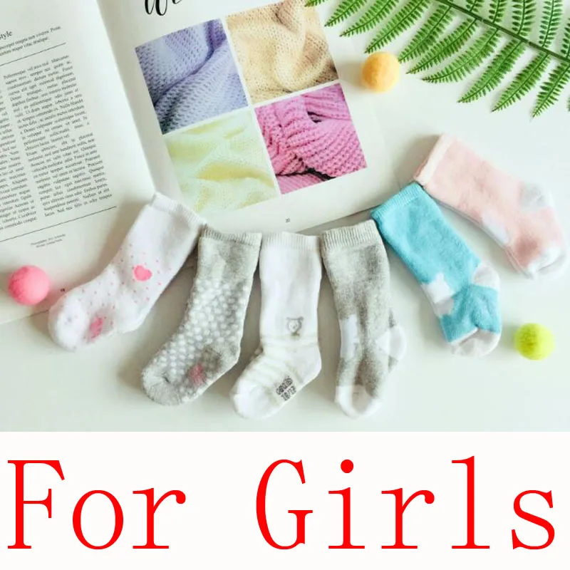 For girls Новинка; сезон осень-зима; хлопковые детские носки для малышей 0-8 месяцев; теплые носки для малышей - Цвет: For girls