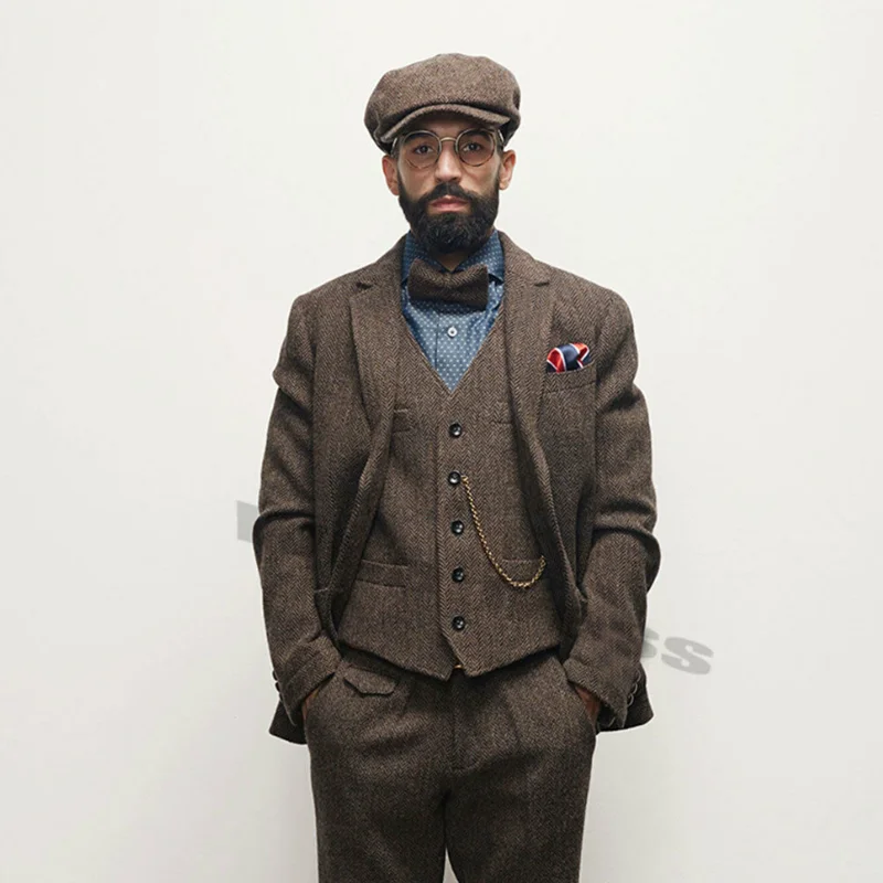 2020-Mens-Blue-Grey-Coffee-3-Piece-Tweed-Suit-Herringbone-Classic-Wool-Notch-Lapel-Vintage-Retro (3)