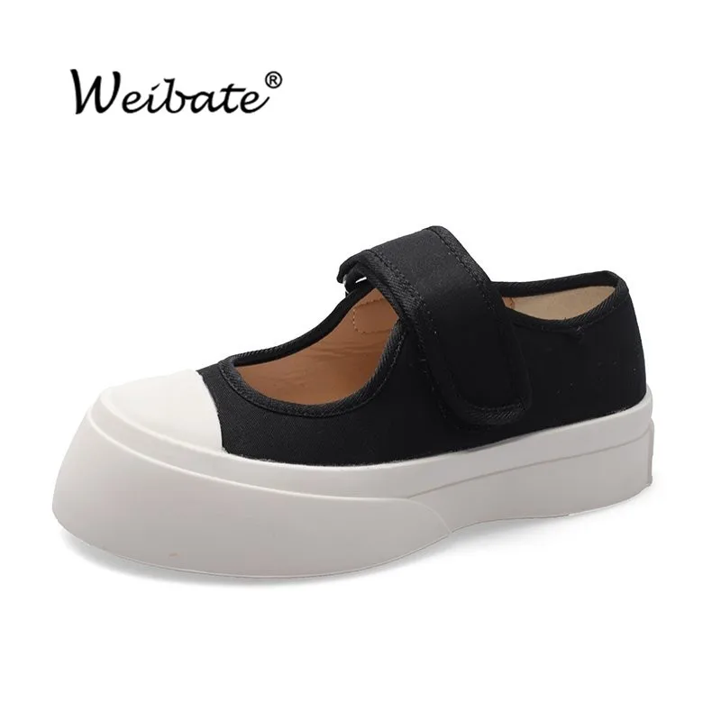 Women's Flat Shoes Thick-soled Women's Flat Shoes Thick-soled P Shoes Spring Shallow Mouth Women's Shoes Velcro Flat Shoes Women