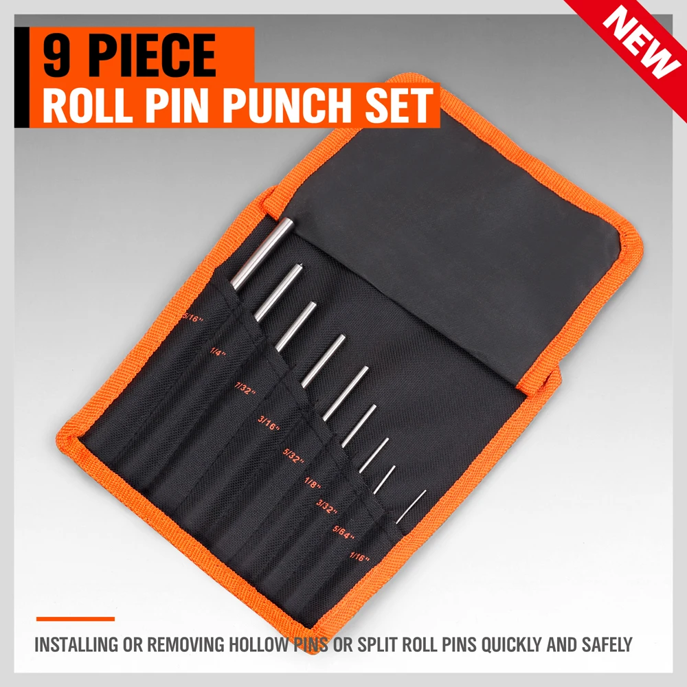 9pc Forged Steel Roll Pin Punch Set in Roll Up Case Rifle Gunsmithing  Jewelers 