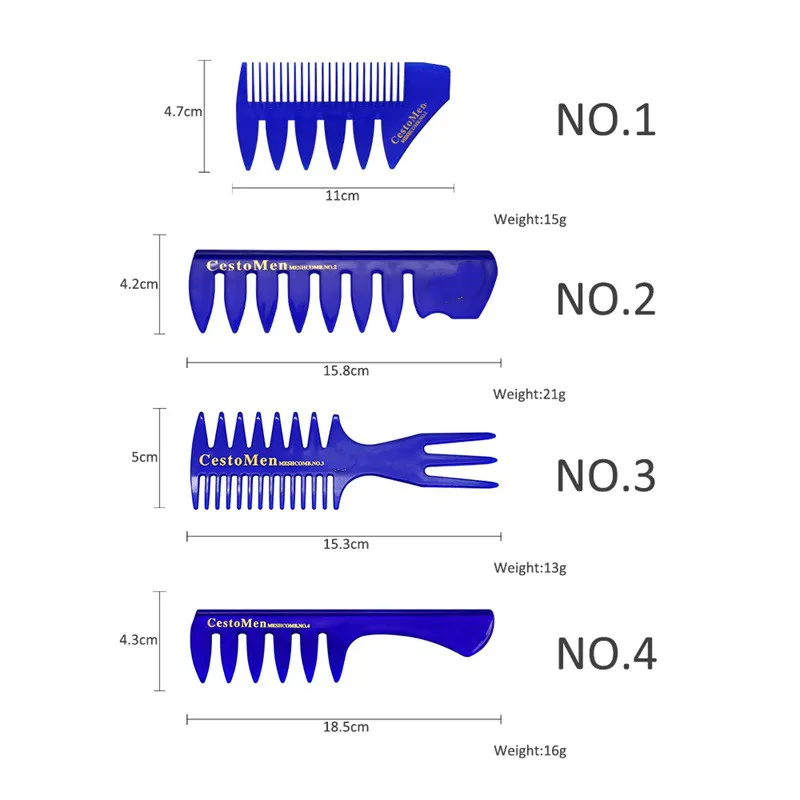 Cesto Мужская высококлассная Мужская прическа укладка расчески Классическая Роскошная широкая зубная Расческа для укладки волос Двусторонняя парикмахерская расческа
