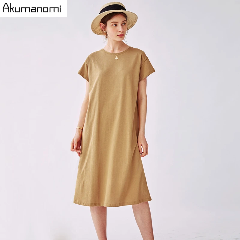 Удобное Хлопковое платье футболка большого размера плюс 7xl 6xl 5xl Xxl коричневое