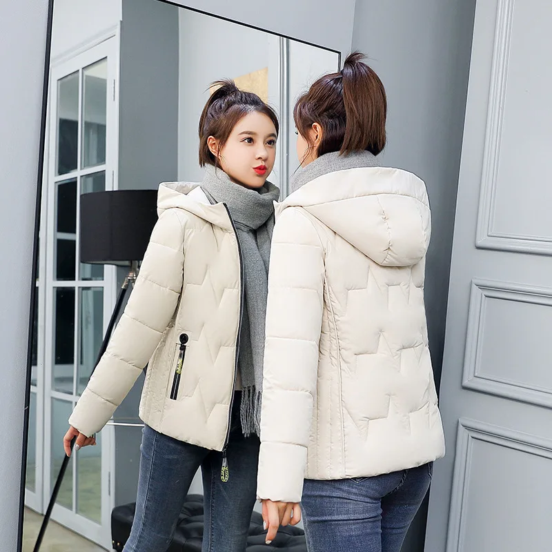 

Hooded Parka Coats Female Long Sleeve New Short-style Self-cultivation Down jacket Thickening and Warming down jacket 811
