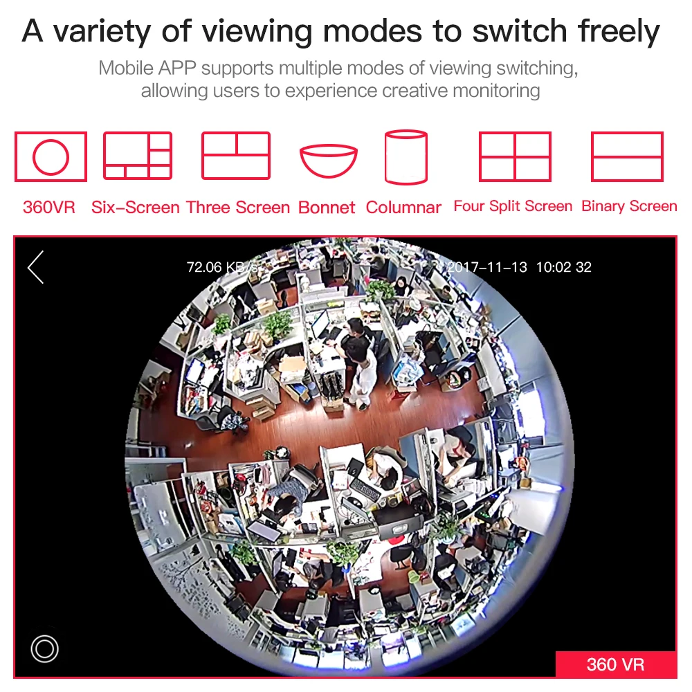 360 градусов панорамный рыбий глаз Беспроводной Wi-Fi IP Смарт HD ночного видения лампа камера Домашняя безопасность наблюдения поддержка TF карты