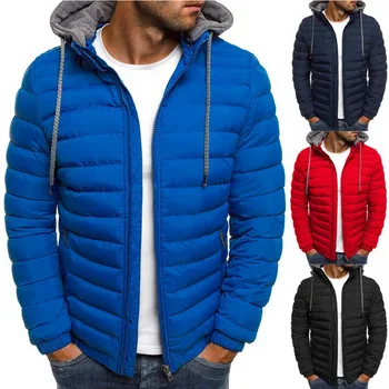 

Puimentiua 2019 Men Casual Hooded Parka Winter Men Fashion Soild Cotton Slim Fit Coat Thick Warm Homme's Parka Zipper Jacket