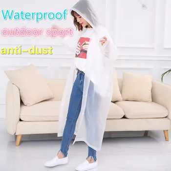 

Adult Raincoat Transparent Waterproof Plastic Reusable Rain Poncho Hood Lady Outdoor sports cycling motorcycles accessories