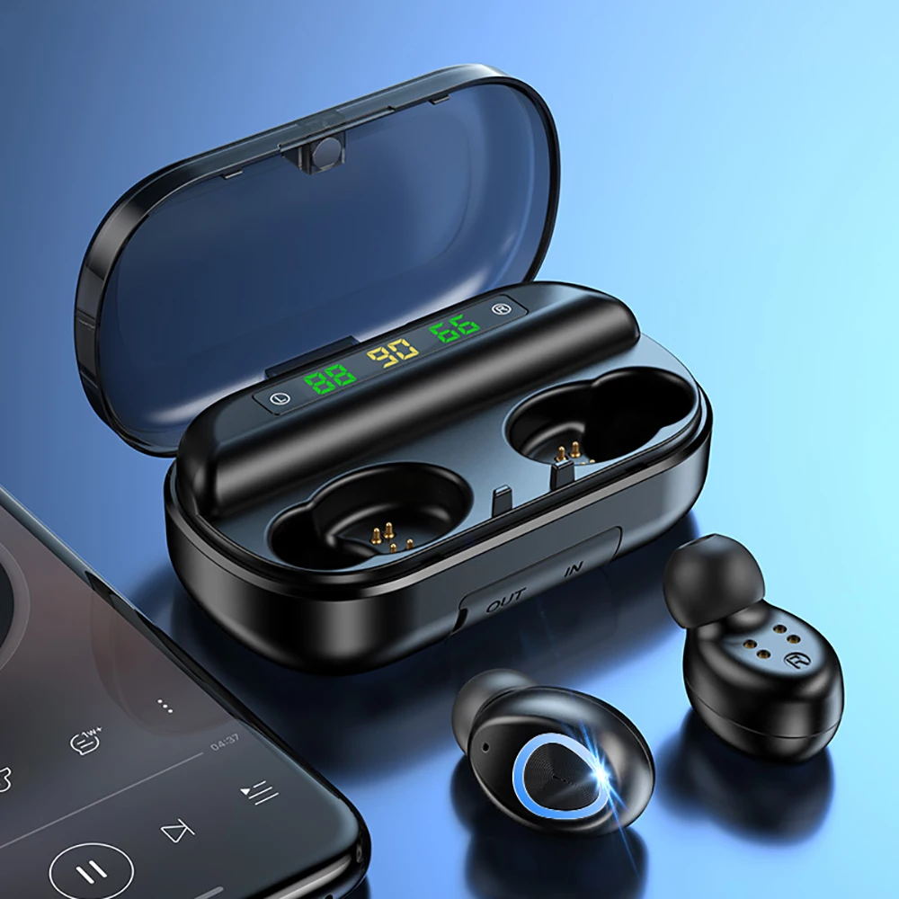 V10 TWS Bluetooth наушники со светодиодный дисплеем, беспроводные Bluetooth 5,0 8D наушники, водонепроницаемая гарнитура, стерео спортивные наушники
