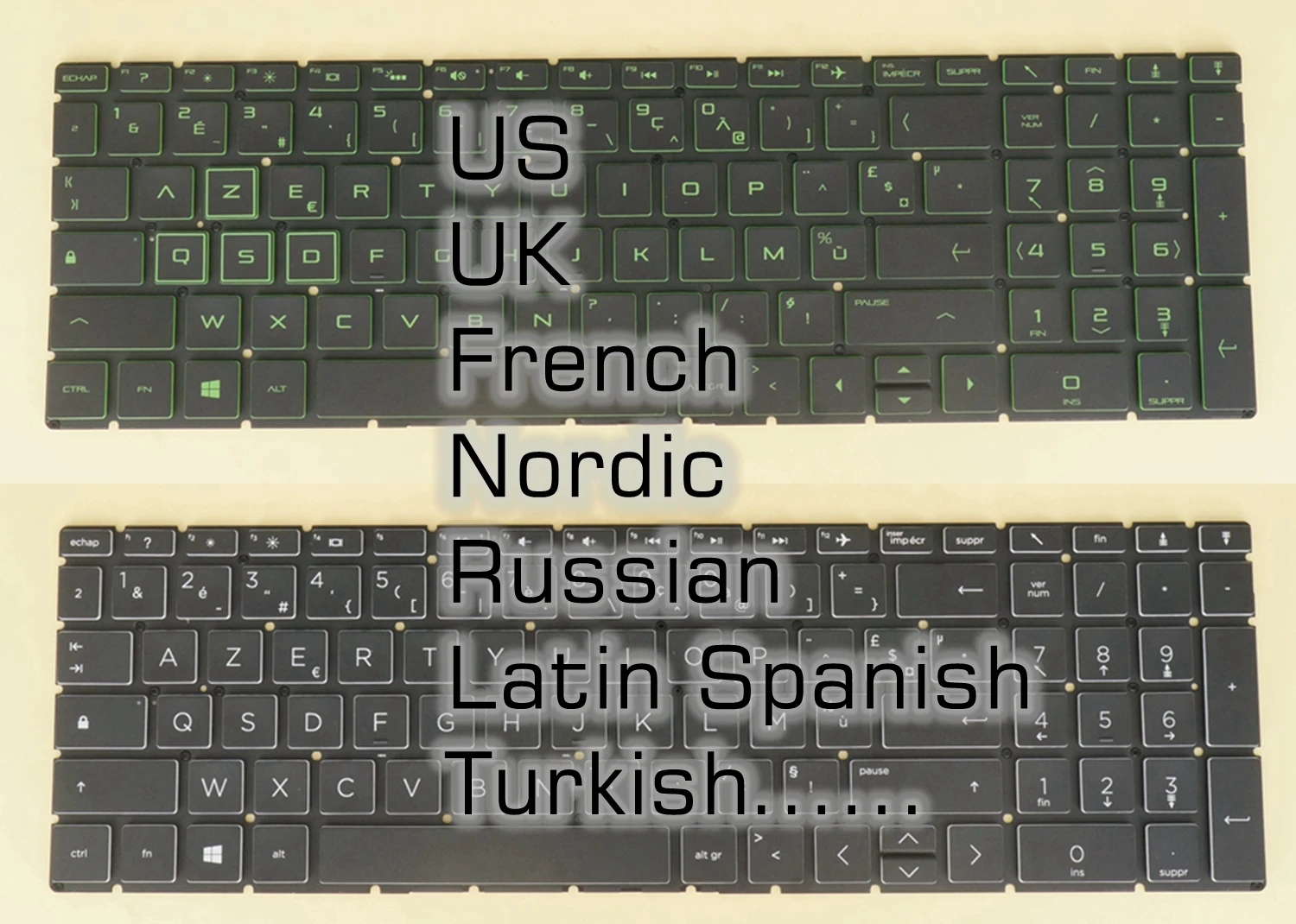 Eua uk Francês Nórdico Russo Latino Espanhol Turco Teclado para hp Pavilion Gaming 15-cx0000 15-dk000 15-ec000 16-a0000 Retroiluminado