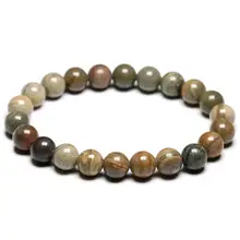 Натуральный Серебряный лист яшмы 6 8 10 мм Размер драгоценных камней бусины уникальный дизайн ювелирные изделия аксессуары для мужчин женщин браслет