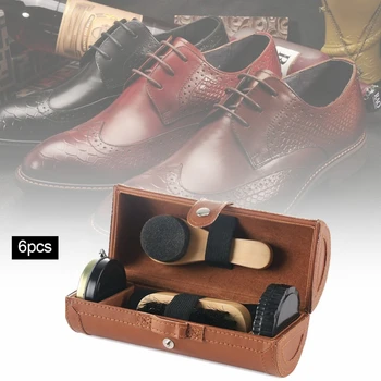 

Leather Shoes Care Set Of 6 Pieces, Shoehorn, Shoe Polish, Shoe Brush, Cleaning Cloth, Sponge Brush, Sponge Wipe
