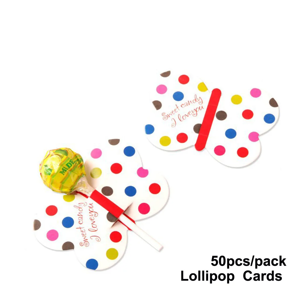 50 шт./компл. Санта-снеговик Единорог Рождество мультфильм конфеты леденец открытка с украшениями для детей день рождения подарок-аксессуар - Цвет: Butterfly
