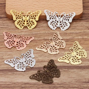

100 Pieces/Lot 25*40 mm Metal Copper Filigree Butterfly Connector Charms For Jewelry Making Findings