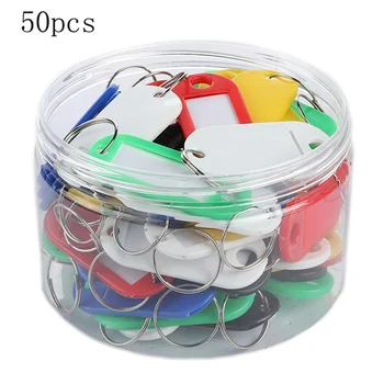 

50 Pcs Plastic Key Tags Assorted Key Rings ID Tags Name Card Fob Label Marking Luggage Label Tag Number Classification Card New