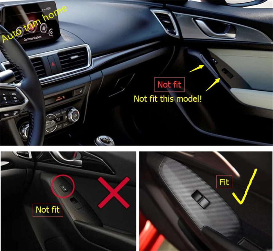 Lapetus карбоновое волокно стиль обновление интерьера комплект для Mazda 3 ABS дверь подлокотник Кнопка Подъема Окна крышка отделка 4 шт./компл