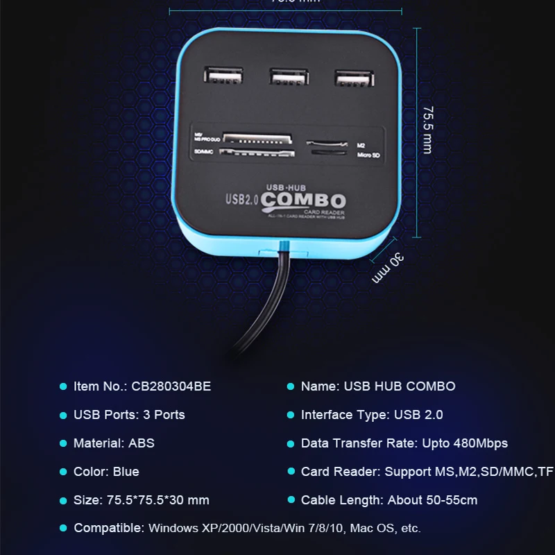 Usb-концентратор 3 порта USB 2,0 концентратор USB сплиттер адаптер питания Для iMac компьютер Ноутбук аксессуары сплиттер адаптер с TF кард-ридером