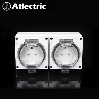 

Atlectric IP66 UK Standard Plug Waterproof Box Weatherproof Dustproof Outdoor Wall Socket Power Outlet Industrial Safe