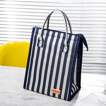

Lunch Bags Thermal Insulated Cooler Large Capacity Waterproof Lunch Bags For Adults Carry On Stripe Handbag Big Bag