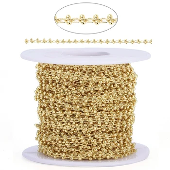 

10m/roll Soldered Handmade Brass Beaded Chains with Spool for Jewelry Making DIY Bracelet Necklace Accessories Finding 1.5~3mm