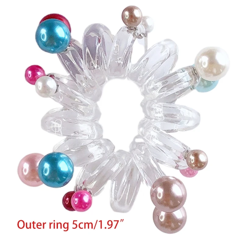 

Spiral Hair Tie Frosted Colorful Beading Telephone Wire Ponytail Holder Rope
