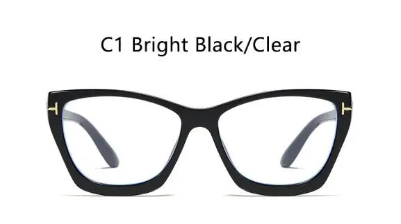 C1 BRIGHT BALCK Новинка, Модные прозрачные очки, красные оправы для очков, женские и мужские компьютерные очки TR90, анти-синий светильник, очки - Цвет оправы: C1 BRIGHT BALCK
