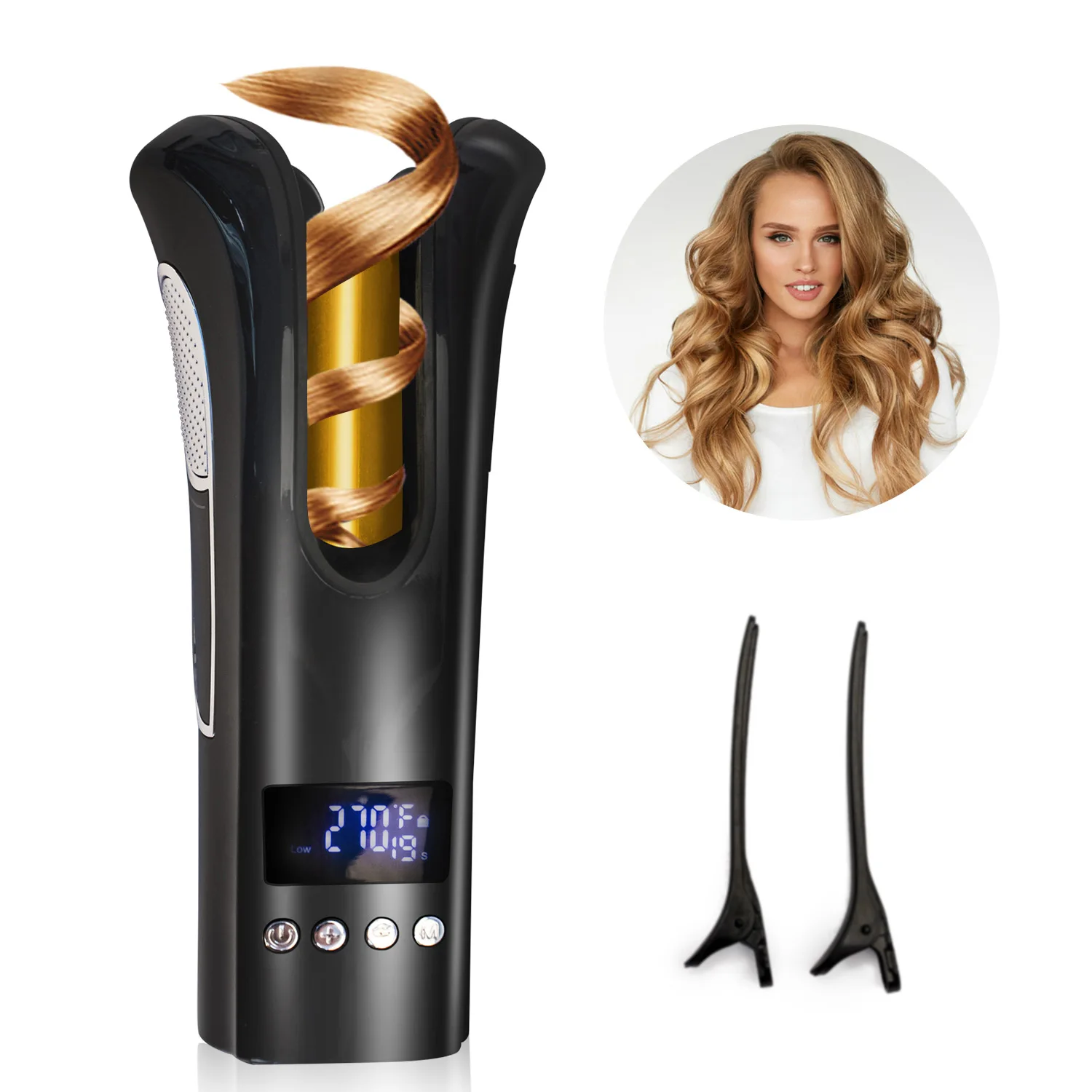 

New Automatic Hair curler with Tourmaline Ceramic Heater and LED Digital Mini Portable Curler Air Curling Wand Curling Iron