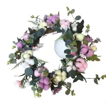 

Artificial Flowers Colored Cotton Wreath Outdoor for Christmas Wedding Front Door Wall Window Party Wedding Décor
