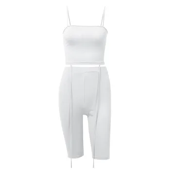 

Women 2 Piece Outfits Sleeveless Solid Casual Crop Top+ Pants Set Casual Jumpsuit Rompers Clothes Set