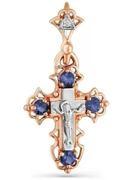 

Master brilliant cross with sapphires and red gold diamond