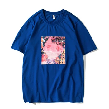 

Graphics Printed Mens T Shirt Oversize Blue Tshirts 2020 Summer Unisex 100%Cotton Streetwear Couples Short sleeve Tops Tees