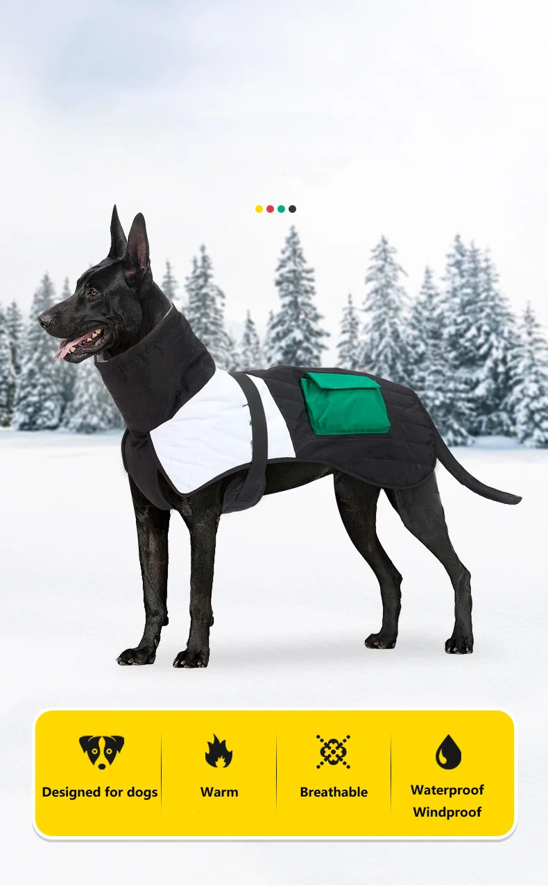 roupas de inverno para cães de lã grossa prova dwaterproof água casaco quente ao ar livre pet colete poncho para cães grandes doberman pastor