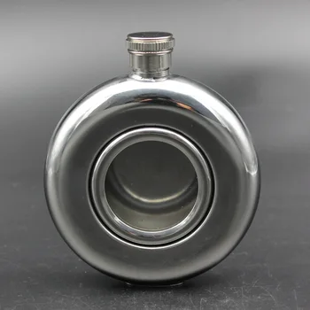 

Round Glass Hip Flask Personalized Portable Translucent Mini Hip Flasks Men Travel Bouteille Verre Kitchen Dining Bar EF50HF