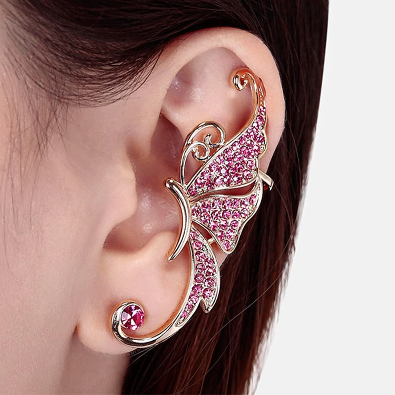 

Ladies New Fashion Ear Accessories Decor Clip On Earrings Women Elegant Butterfly Earrings Rhinestone Geometric Ear Clips
