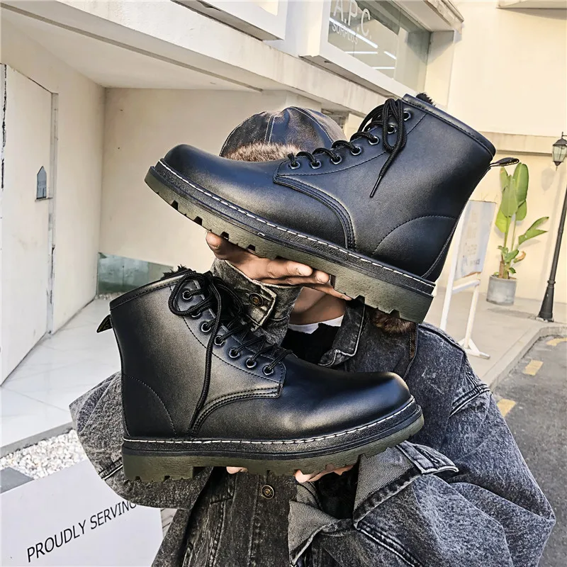 Men's Martin boots British wind men's boots in the tube fashion tooling boots winter plus velvet warm boats