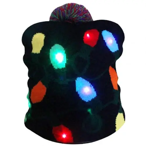 Colorful Light «Рассвет Справедливости» дети взрослый светодиодный вязаный помпон бини шляпа вечерние шапки - Цвет: Colorful Light