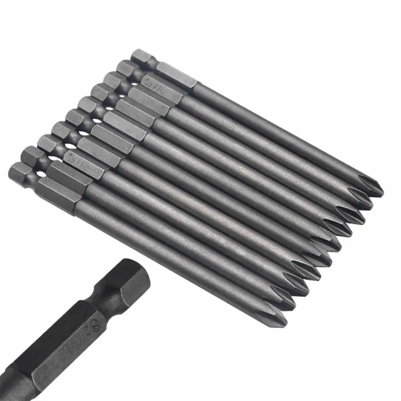 10 шт./компл. Phillips Crosshead отвертка бит шестнадцатеричный хвостовик 100 мм длинные