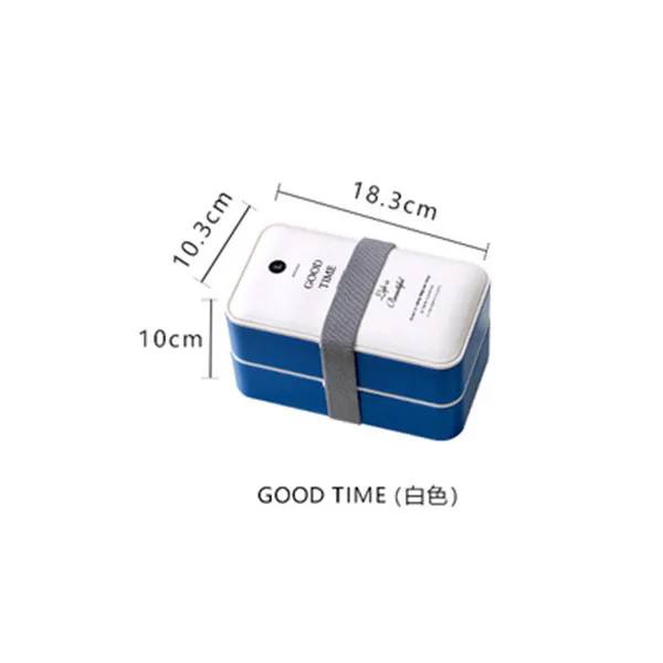 GOOD TIME white Japanese Microwave Lunch Box Food Container Children Kids School Portable Bento Box Leak-Proof With Spoon Chopsticks - Цвет: GOOD TIME white