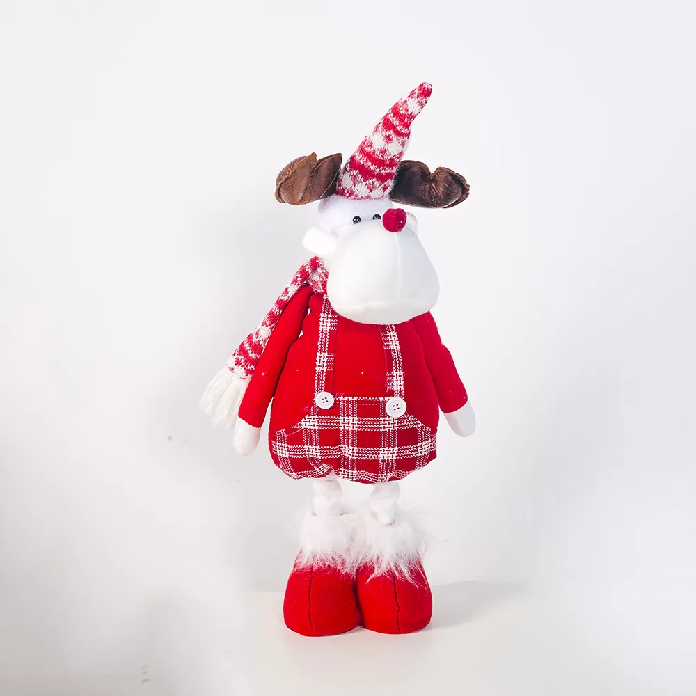 Jubilee Treasure Hot Selling Christmas Long-legged Doll Fabric Plaid Santa Claus Music Doll Christmas Decoration Doll