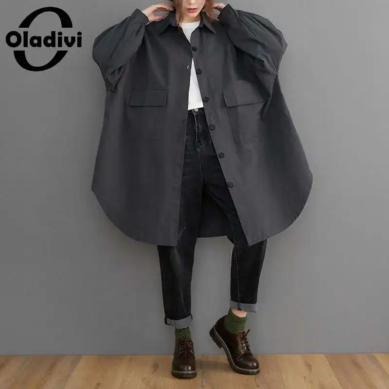 

Oladivi Oversized Clothing Plus Size Women Fashion Casual Blouses Ladies Autumn New Leisure Shirt Girl Loose Top Tunic Blusa 6XL