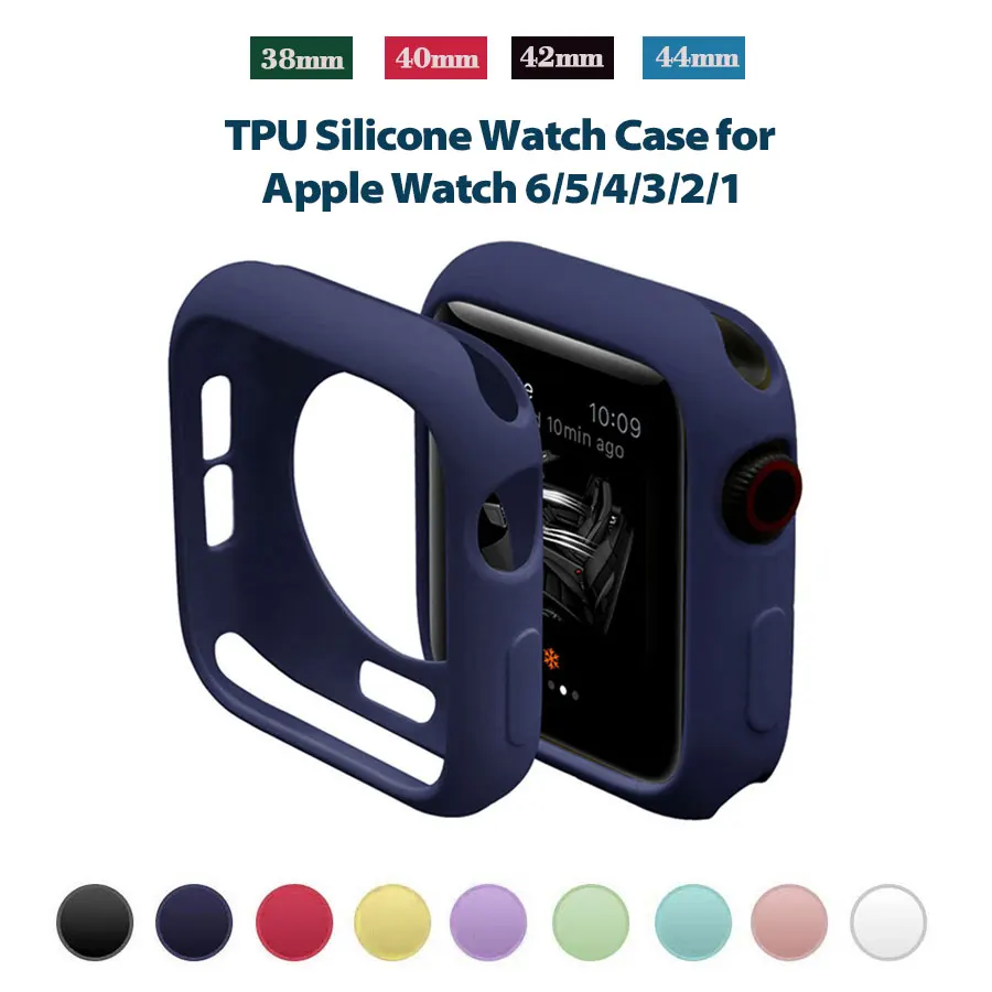 Цветной чехол для часов из ТПУ 38 мм 42 iWatch силиконовый защитный бампер 44 40 Apple Watch