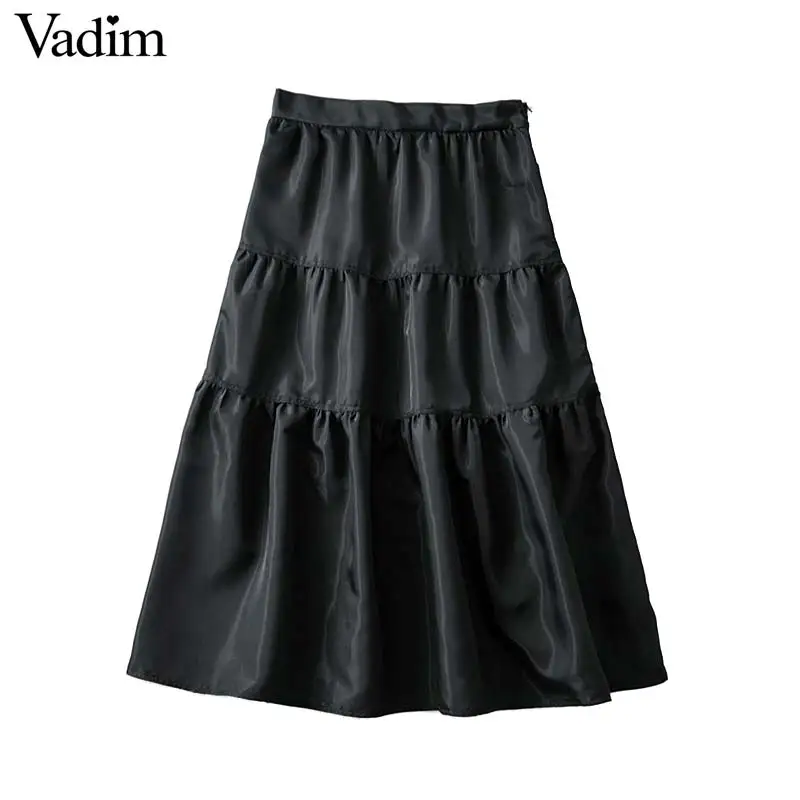 Женское элегантное платье vadim taffeta midi юбка с боковой молнией трапециевидная однотонная женская Повседневная Базовая модная юбка до середины икры BA863