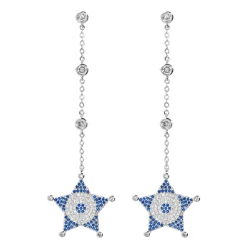 2020 new fashion temperament five-pointed star long fringed zircon earrings female/girl wedding party jewelry gift ER-368
