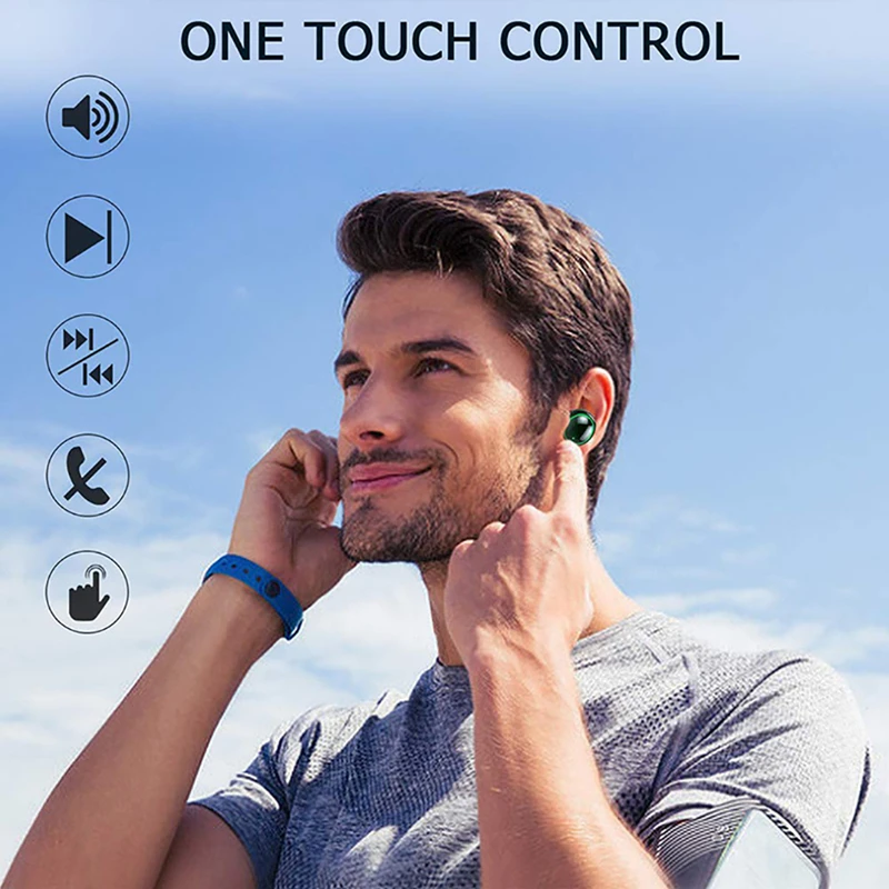 TWS IPX8 Waterproof Mini Wireless Bluetooth V5.0 Sports Headphones Earphones Headphones Mic Headpho