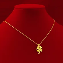 

Necklace for Women Wedding Engagement Jewelry Pure Gold Color 45cm 18 Trendy Matte Love Heart Pendant Clavicle Chain Chocker