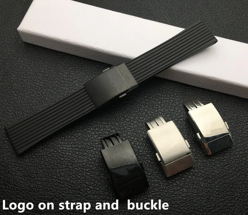 

Soft nature Silicone Rubber Watch band black 24mm Watchband Bracelet For navitimer/avenger/Breitling strap folding buckle tools