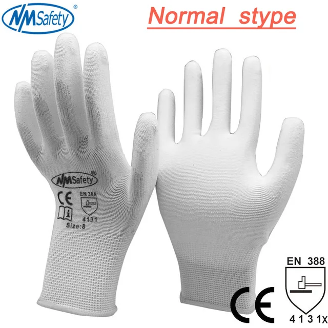 24Pieces/12 Pairs Industrial Protective Work Safety Gloves Black Pu Nylon Cotton Glove with Garden NMSafety Brand All Sizes PU1350W